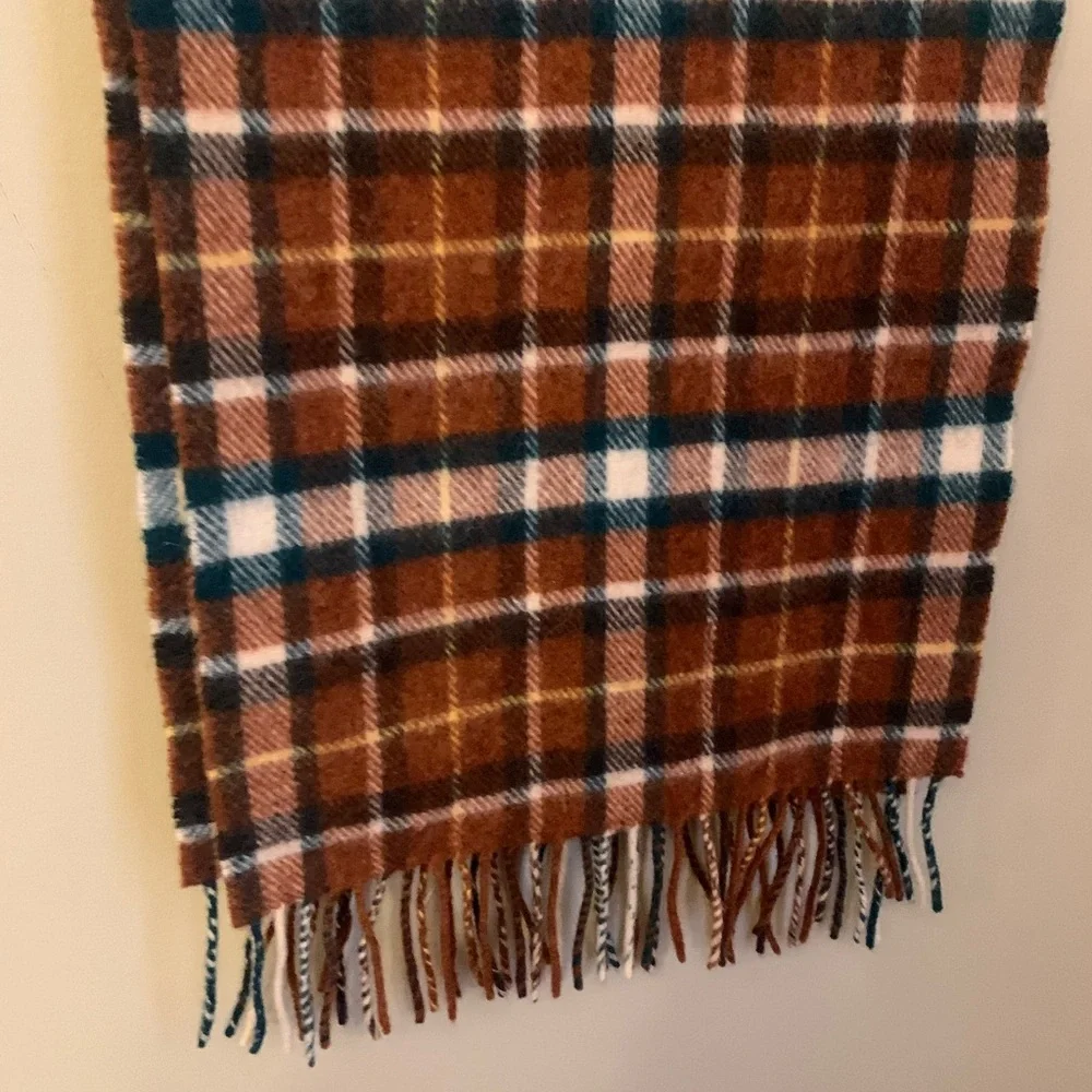 John Hanly Co LL Bean 100% Lambswool Scarf Trelana Plaid 66”x12” Made In Ireland